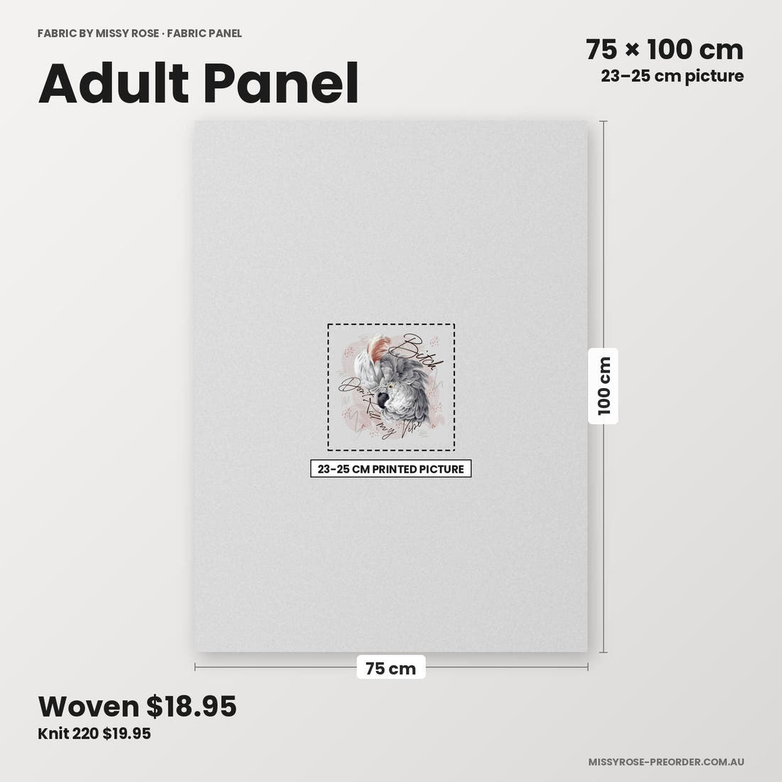 Profanity Fabric Panel 19 adult panel sizing – 23–25 cm printed picture on 75 × 100 cm fabric | Fabric by Missy Rose