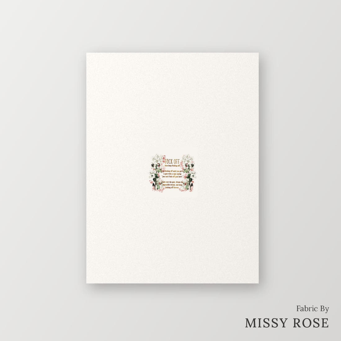 Profanity Fabric Panel 190 – printed fabric panel with centred picture, custom printed to order | Fabric by Missy Rose
