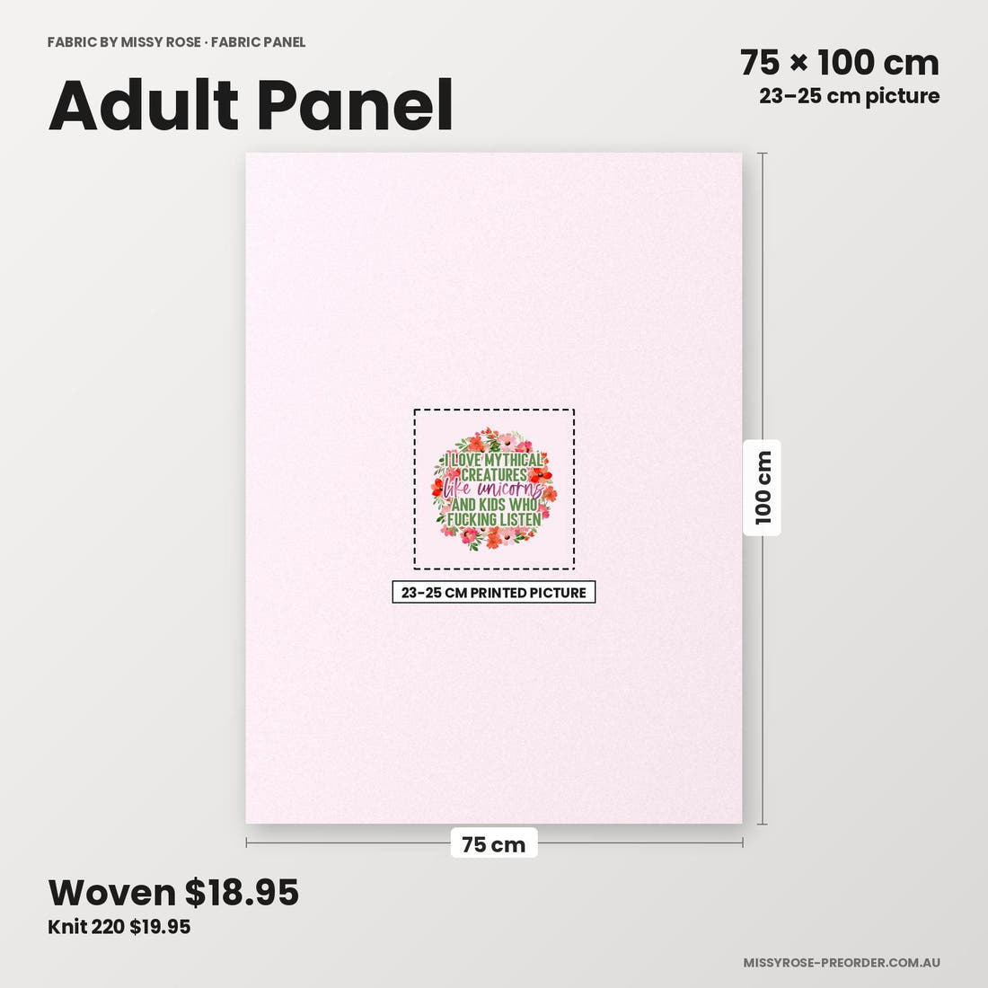 Profanity Fabric Panel 196 adult panel sizing – 23–25 cm printed picture on 75 × 100 cm fabric | Fabric by Missy Rose