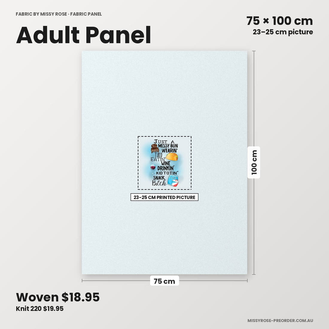 Profanity Fabric Panel 197 adult panel sizing – 23–25 cm printed picture on 75 × 100 cm fabric | Fabric by Missy Rose