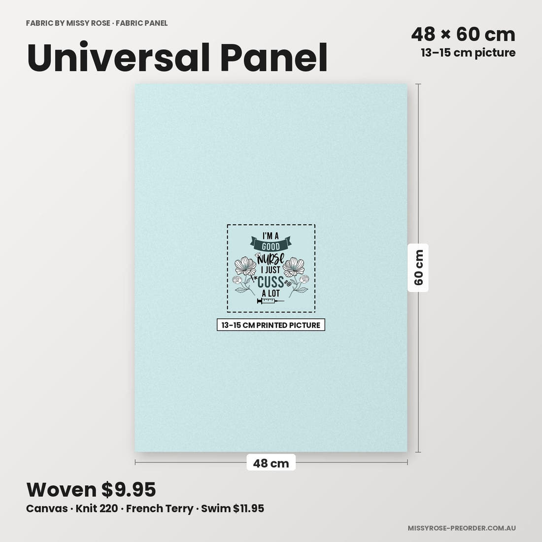 Profanity Fabric Panel 198 universal panel sizing – 13–15 cm printed picture on 48 × 60 cm fabric | Fabric by Missy Rose