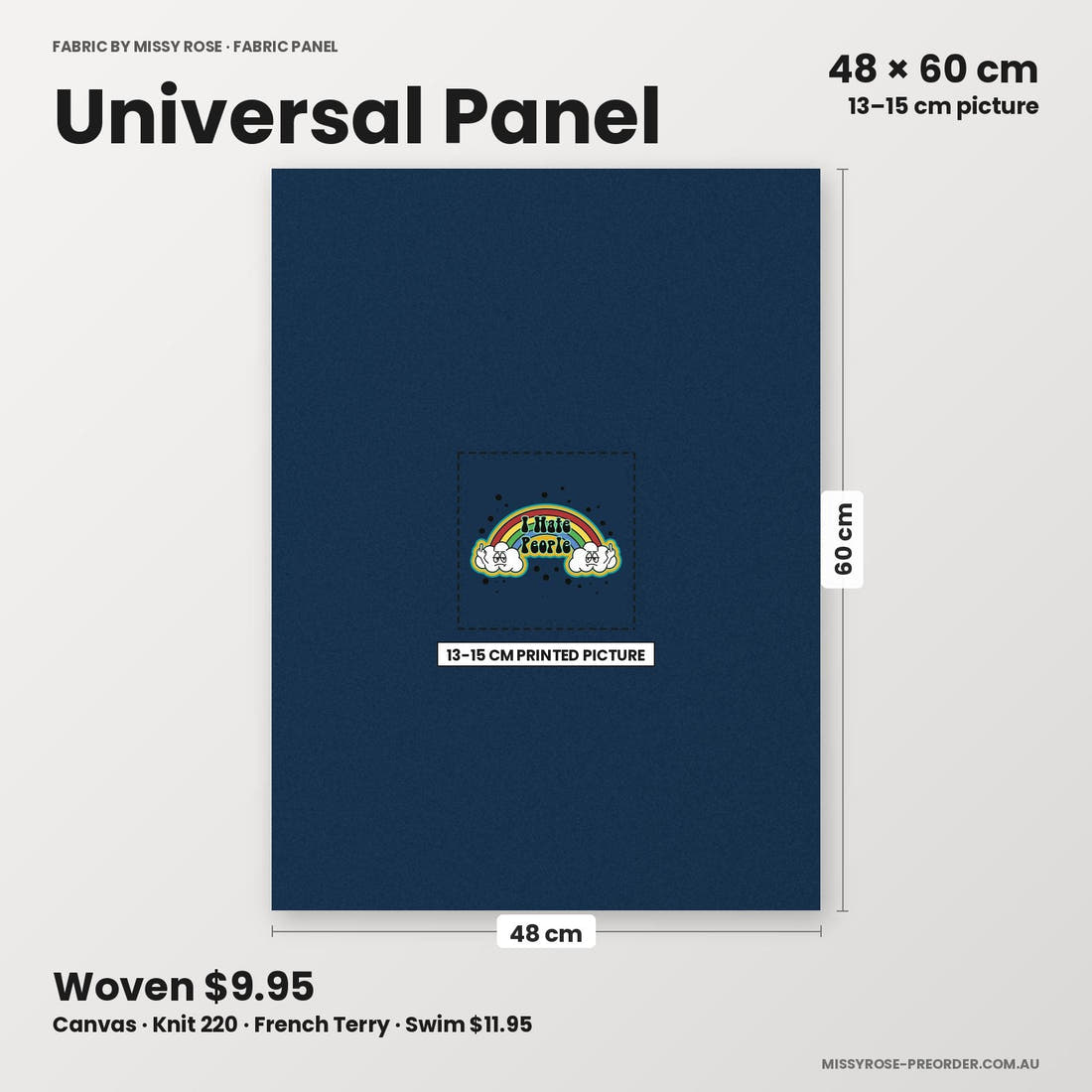 Profanity Fabric Panel 199 universal panel sizing – 13–15 cm printed picture on 48 × 60 cm fabric | Fabric by Missy Rose