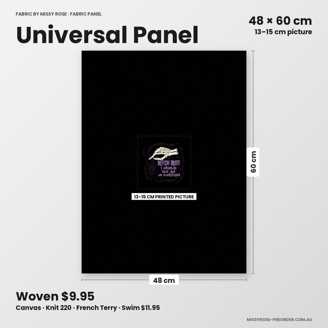 Profanity Fabric Panel 20 universal panel sizing – 13–15 cm printed picture on 48 × 60 cm fabric | Fabric by Missy Rose
