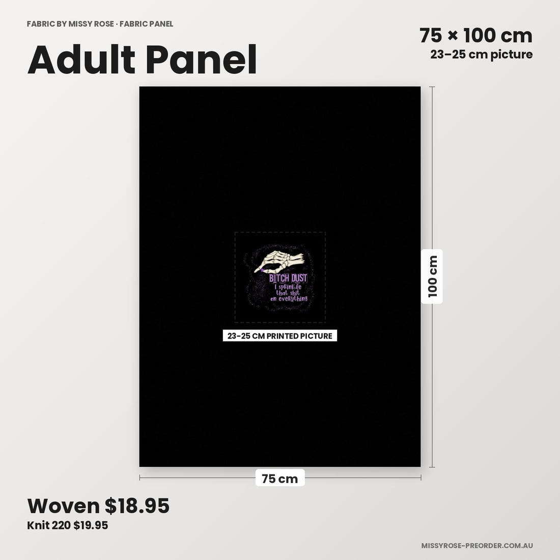 Profanity Fabric Panel 20 adult panel sizing – 23–25 cm printed picture on 75 × 100 cm fabric | Fabric by Missy Rose