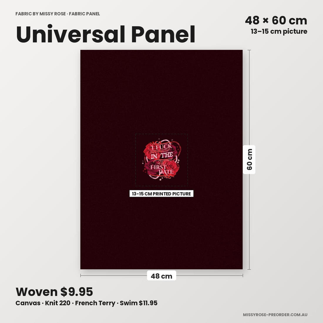 Profanity Fabric Panel 201 universal panel sizing – 13–15 cm printed picture on 48 × 60 cm fabric | Fabric by Missy Rose