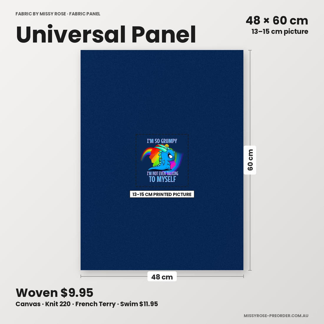 Profanity Fabric Panel 203 universal panel sizing – 13–15 cm printed picture on 48 × 60 cm fabric | Fabric by Missy Rose