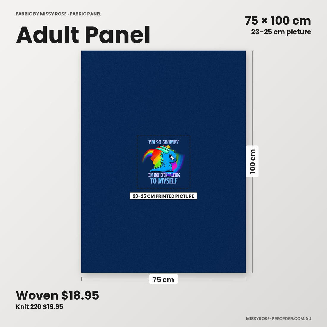 Profanity Fabric Panel 203 adult panel sizing – 23–25 cm printed picture on 75 × 100 cm fabric | Fabric by Missy Rose