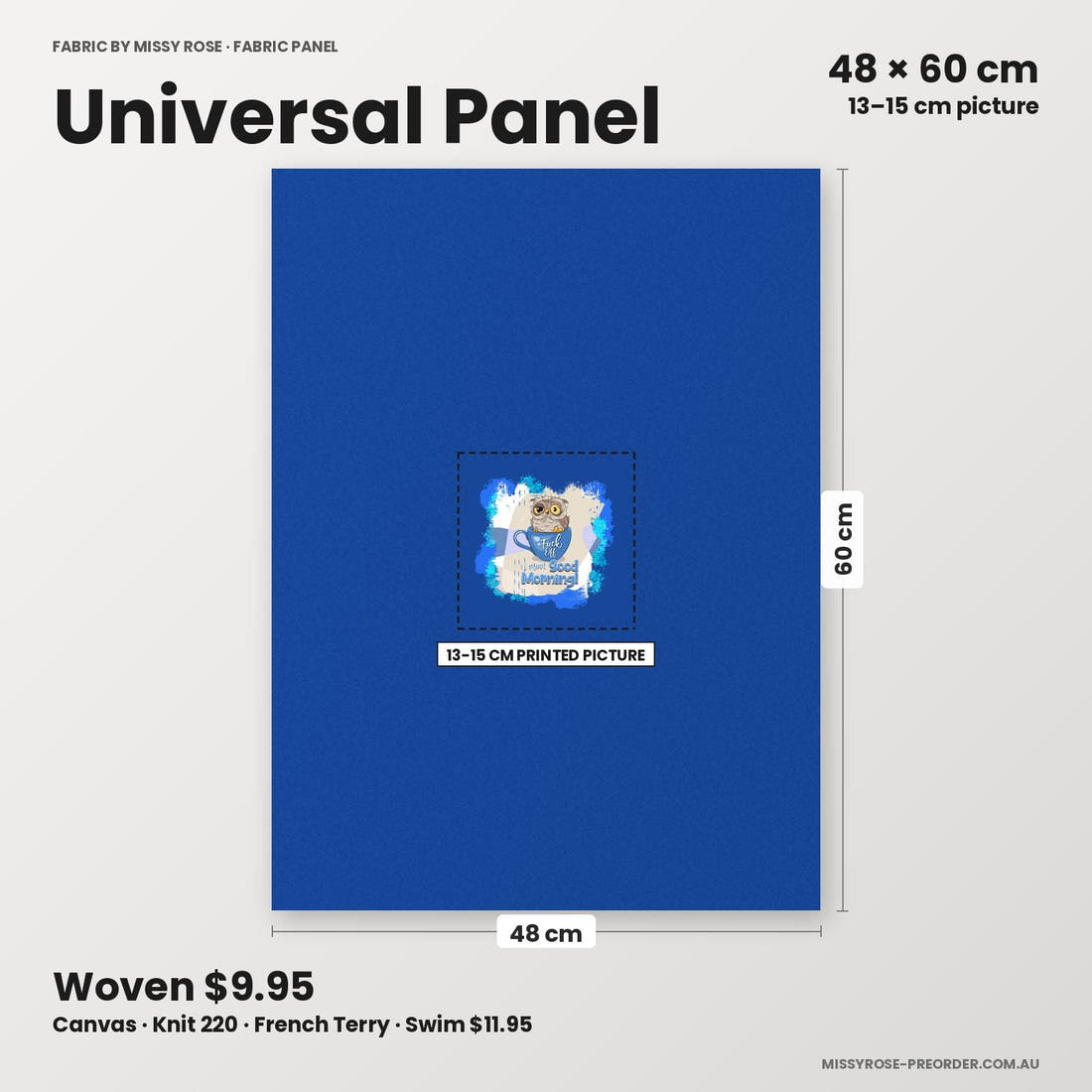 Profanity Fabric Panel 206 universal panel sizing – 13–15 cm printed picture on 48 × 60 cm fabric | Fabric by Missy Rose