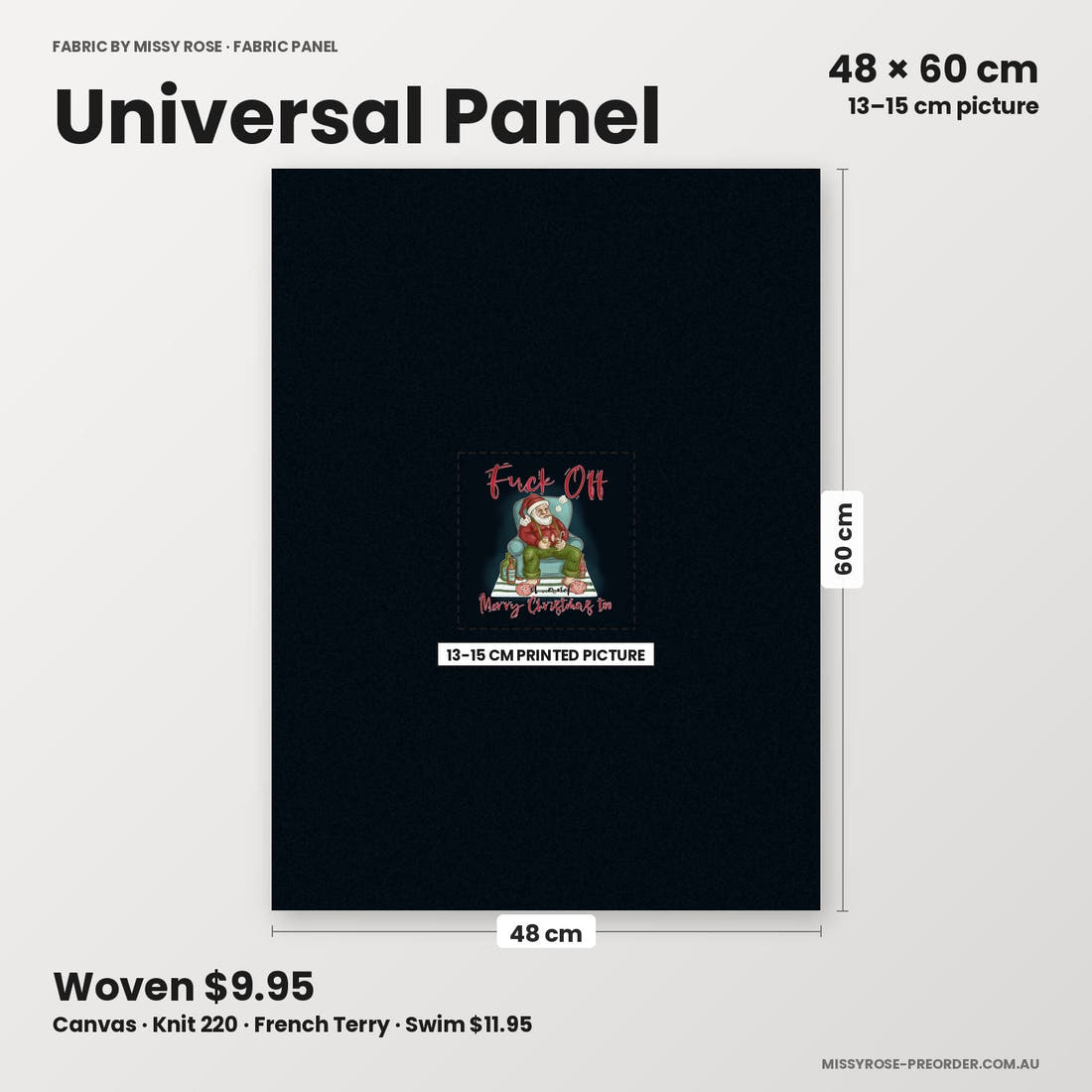 Profanity Fabric Panel 209 universal panel sizing – 13–15 cm printed picture on 48 × 60 cm fabric | Fabric by Missy Rose