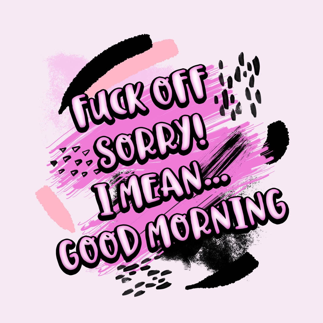 Profanity Fabric Panel 210 – full artwork close-up of the printed picture | Fabric by Missy Rose