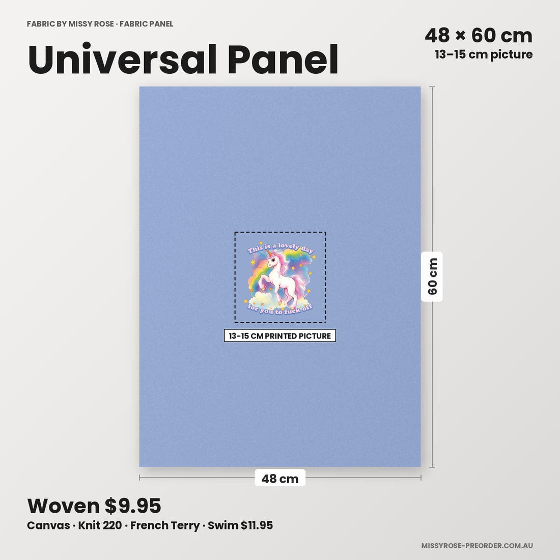 Profanity Fabric Panel 211 universal panel sizing – 13–15 cm printed picture on 48 × 60 cm fabric | Fabric by Missy Rose