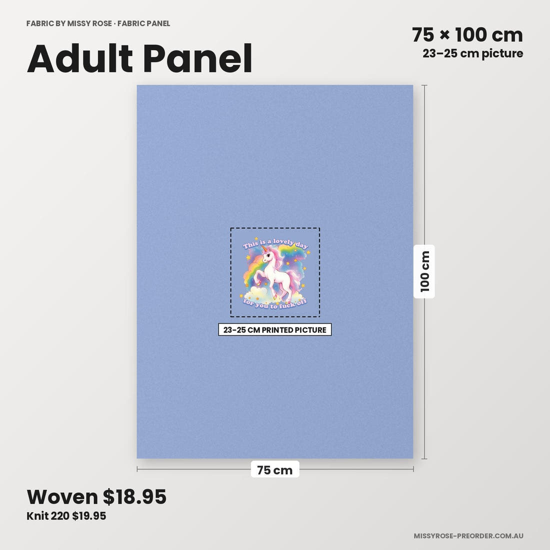 Profanity Fabric Panel 211 adult panel sizing – 23–25 cm printed picture on 75 × 100 cm fabric | Fabric by Missy Rose