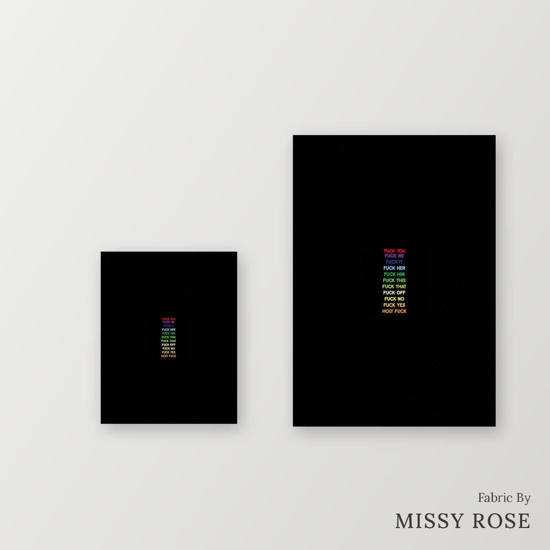 Profanity Fabric Panel 212 – universal and adult panel sizes side by side | Fabric by Missy Rose