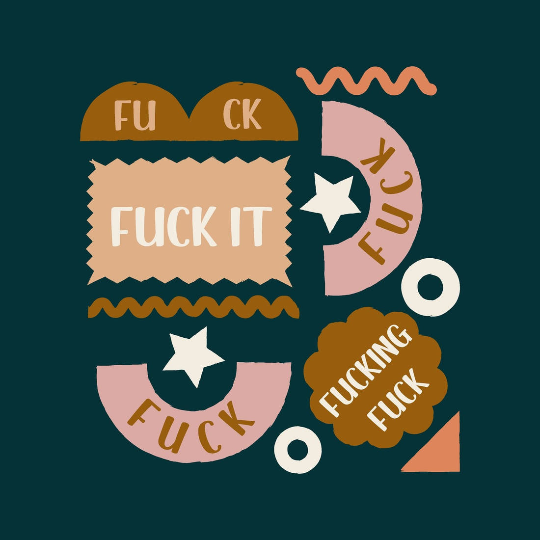 Profanity Fabric Panel 213 – full artwork close-up of the printed picture | Fabric by Missy Rose
