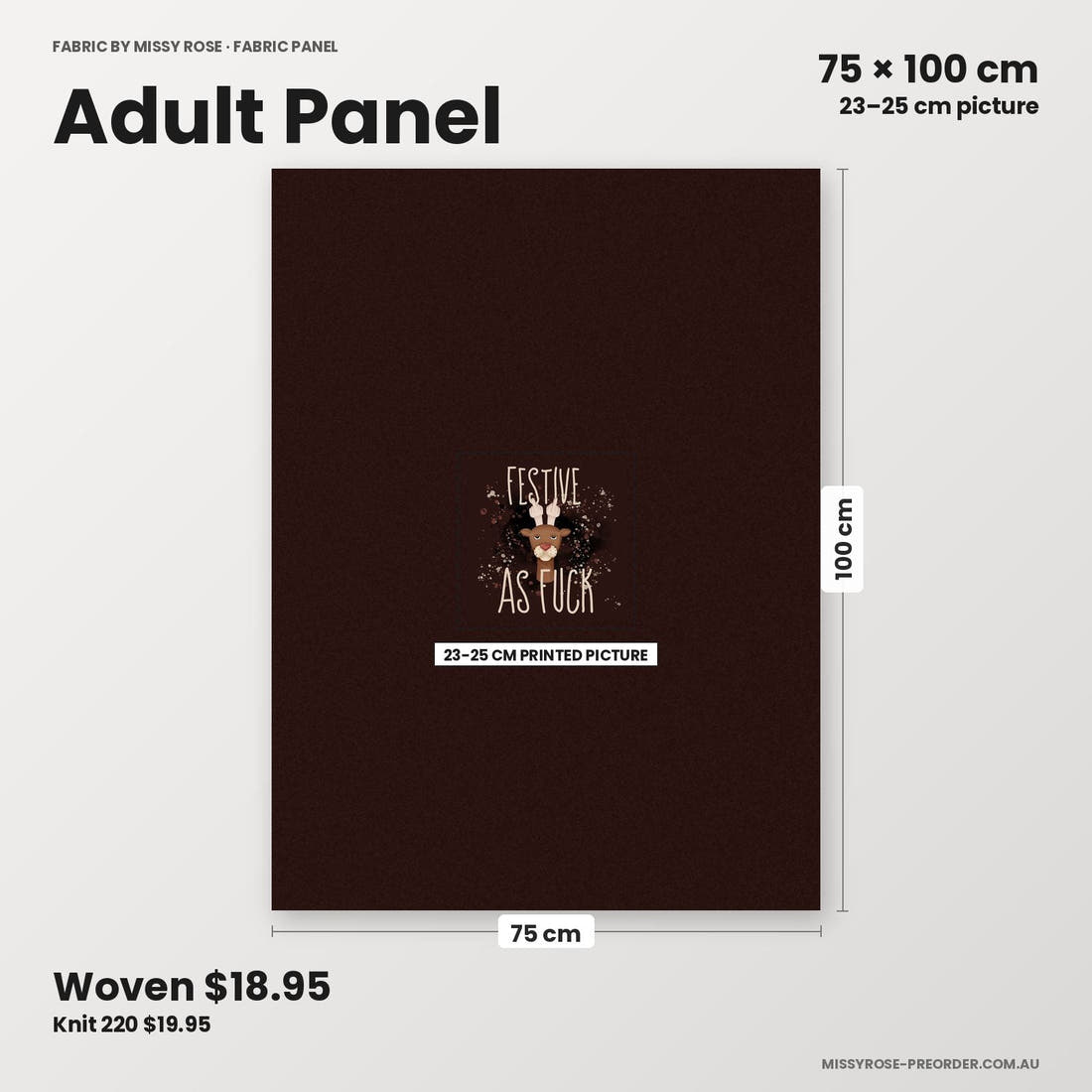 Profanity Fabric Panel 216 adult panel sizing – 23–25 cm printed picture on 75 × 100 cm fabric | Fabric by Missy Rose