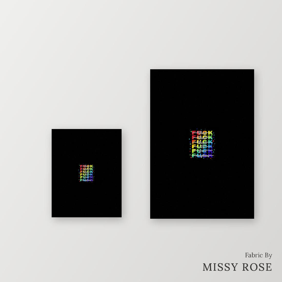 Profanity Fabric Panel 217 – universal and adult panel sizes side by side | Fabric by Missy Rose
