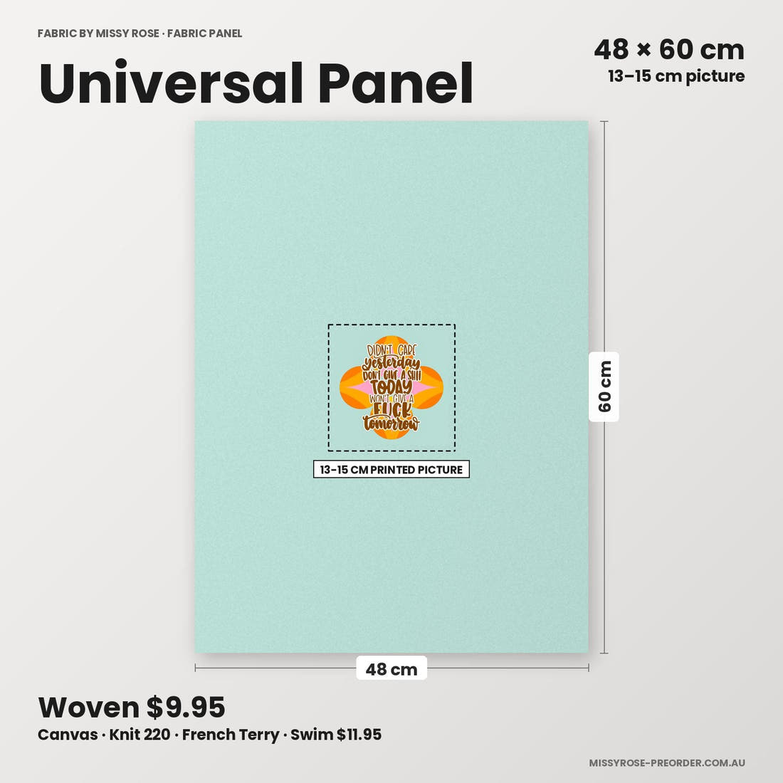 Profanity Fabric Panel 218 universal panel sizing – 13–15 cm printed picture on 48 × 60 cm fabric | Fabric by Missy Rose