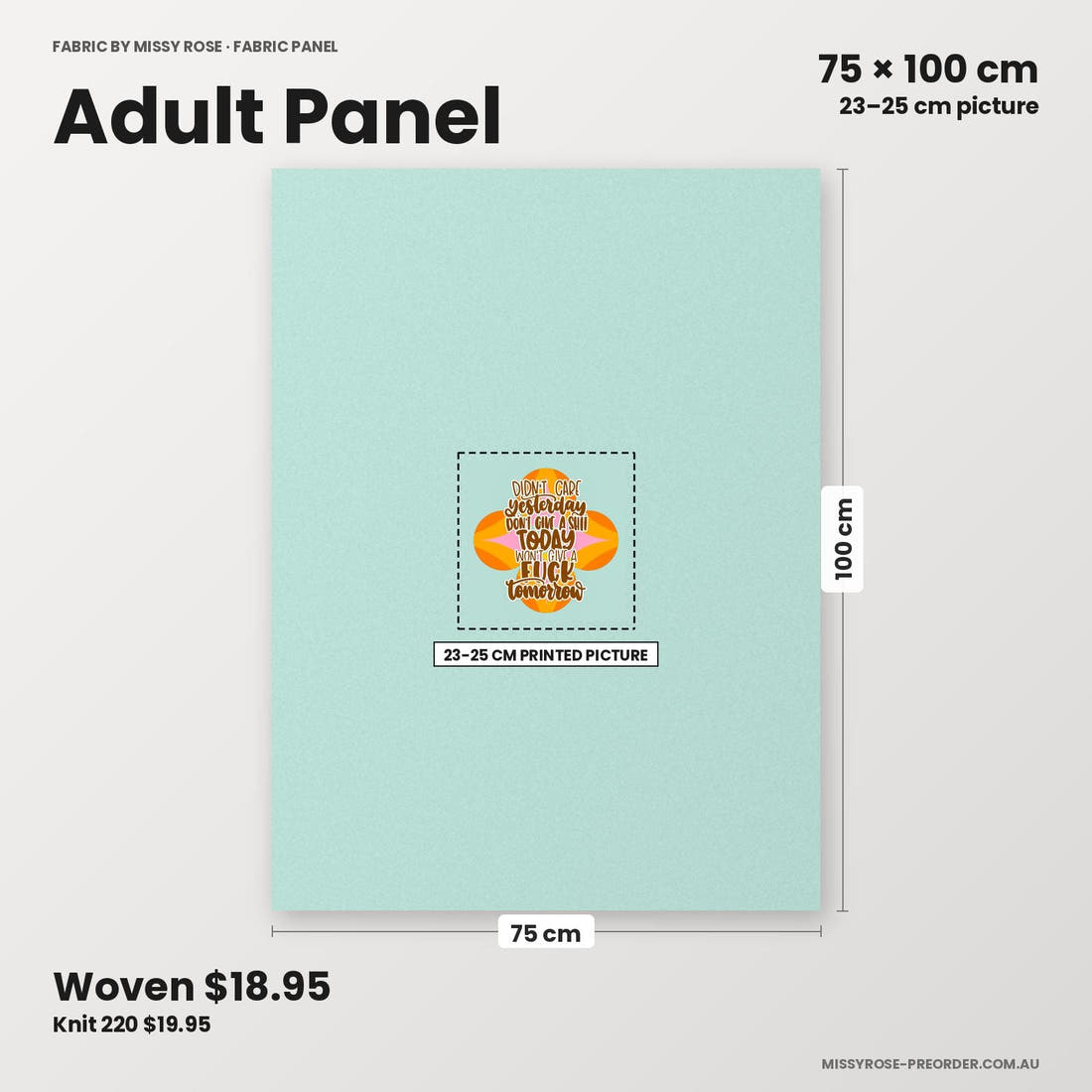 Profanity Fabric Panel 218 adult panel sizing – 23–25 cm printed picture on 75 × 100 cm fabric | Fabric by Missy Rose