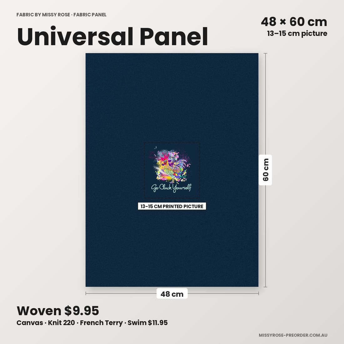 Profanity Fabric Panel 22 universal panel sizing – 13–15 cm printed picture on 48 × 60 cm fabric | Fabric by Missy Rose