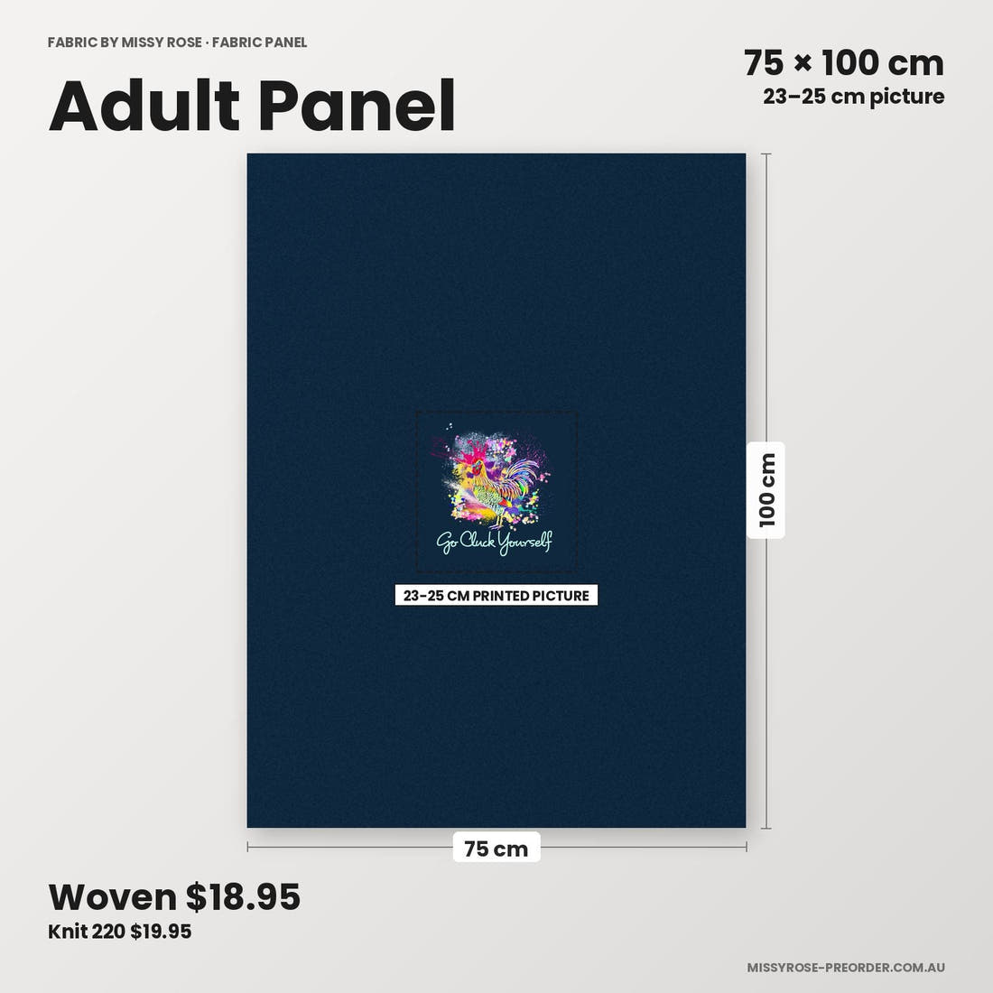 Profanity Fabric Panel 22 adult panel sizing – 23–25 cm printed picture on 75 × 100 cm fabric | Fabric by Missy Rose