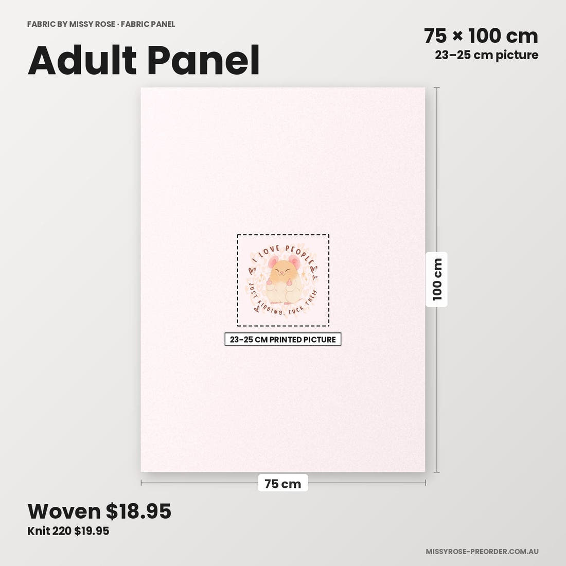 Profanity Fabric Panel 221 adult panel sizing – 23–25 cm printed picture on 75 × 100 cm fabric | Fabric by Missy Rose