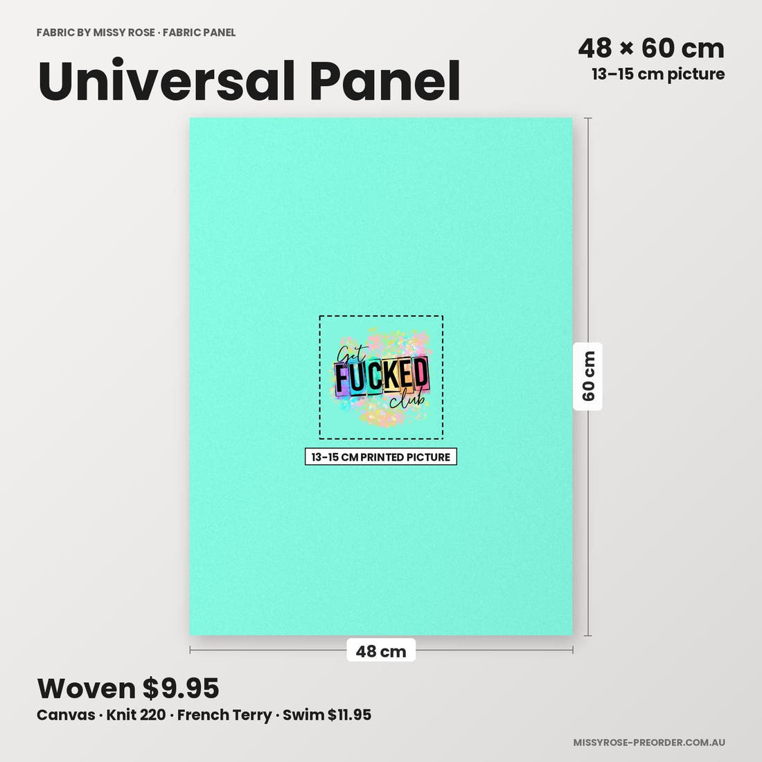 Profanity Fabric Panel 223 universal panel sizing – 13–15 cm printed picture on 48 × 60 cm fabric | Fabric by Missy Rose