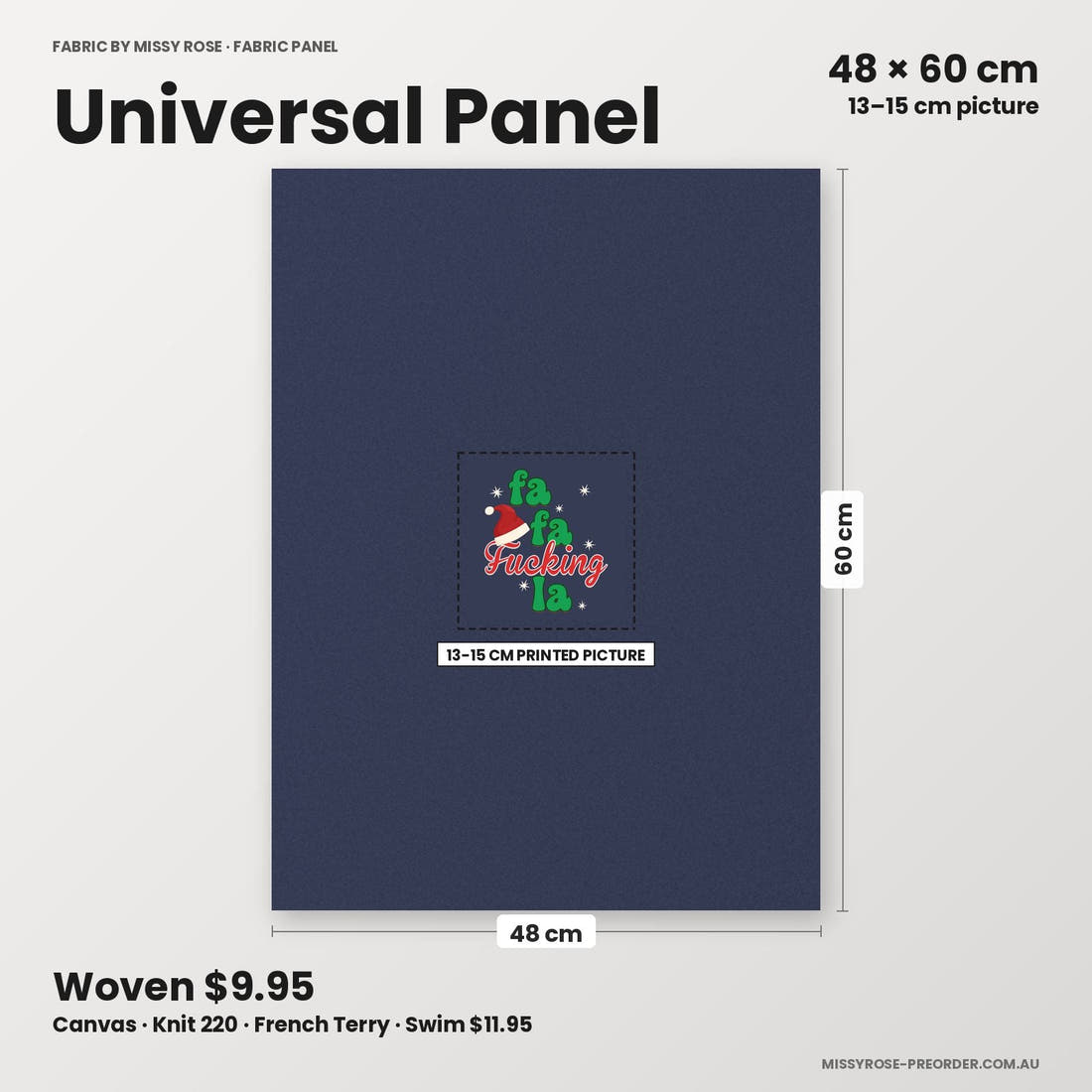 Profanity Fabric Panel 226 universal panel sizing – 13–15 cm printed picture on 48 × 60 cm fabric | Fabric by Missy Rose