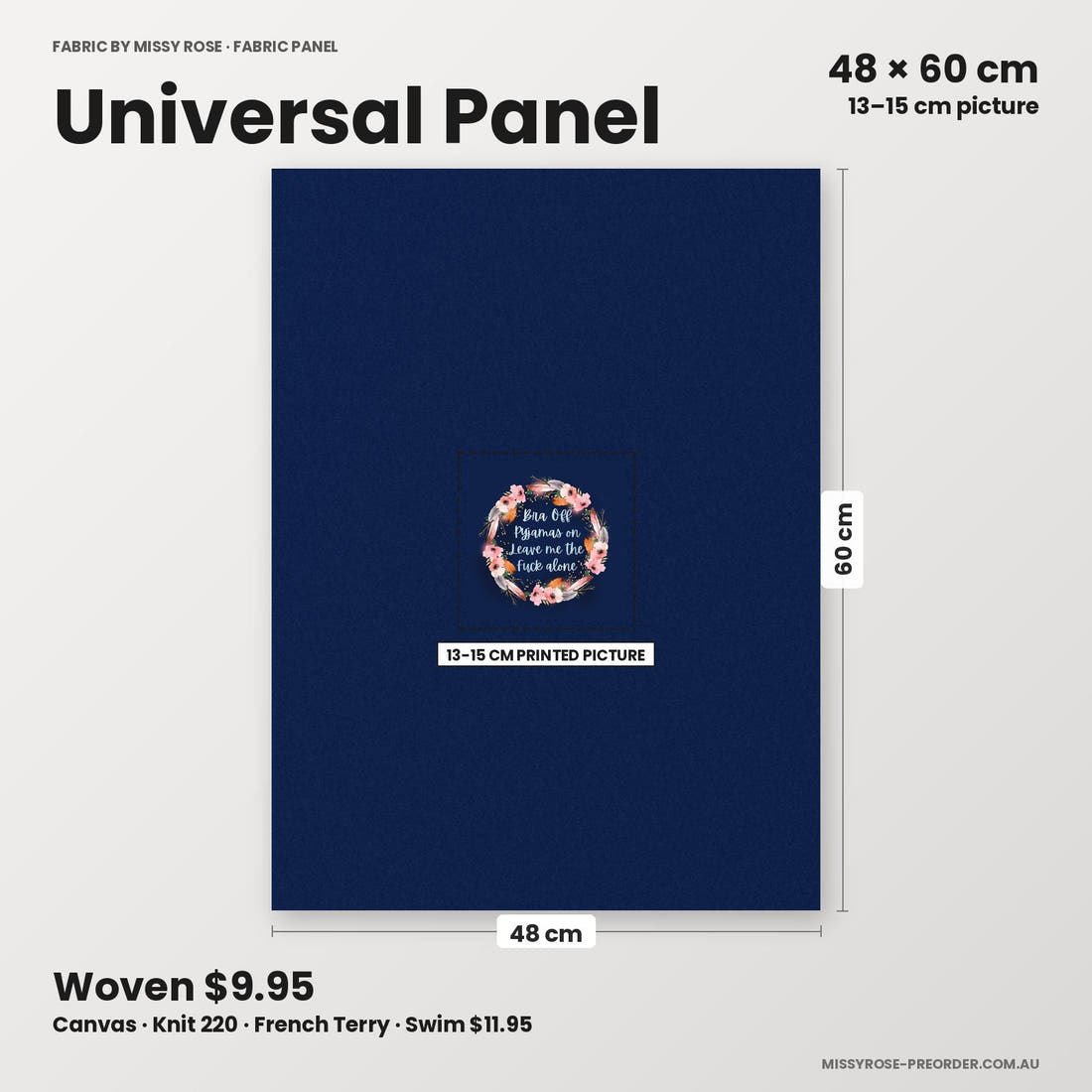 Profanity Fabric Panel 229 universal panel sizing – 13–15 cm printed picture on 48 × 60 cm fabric | Fabric by Missy Rose