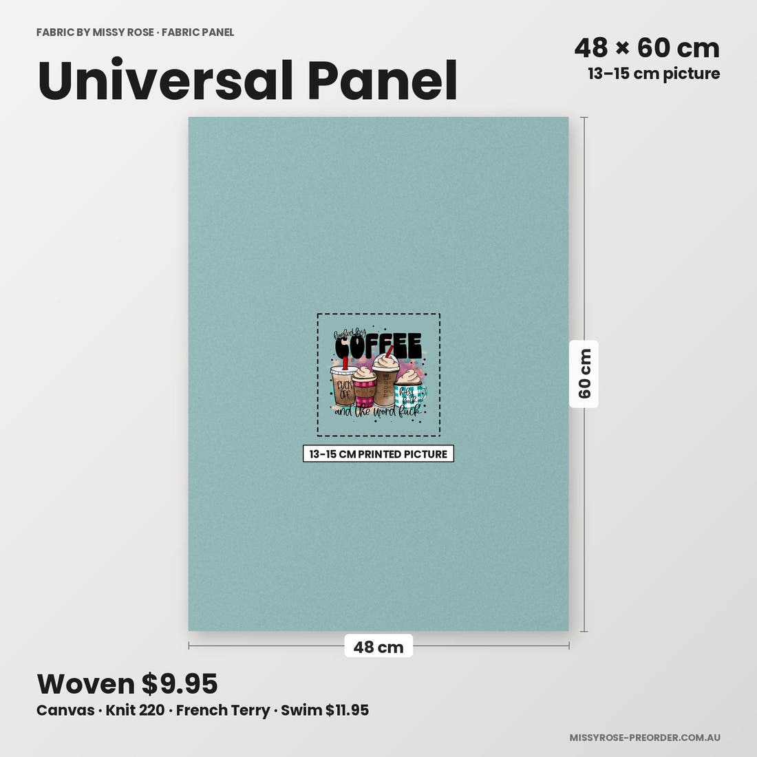 Profanity Fabric Panel 23 universal panel sizing – 13–15 cm printed picture on 48 × 60 cm fabric | Fabric by Missy Rose