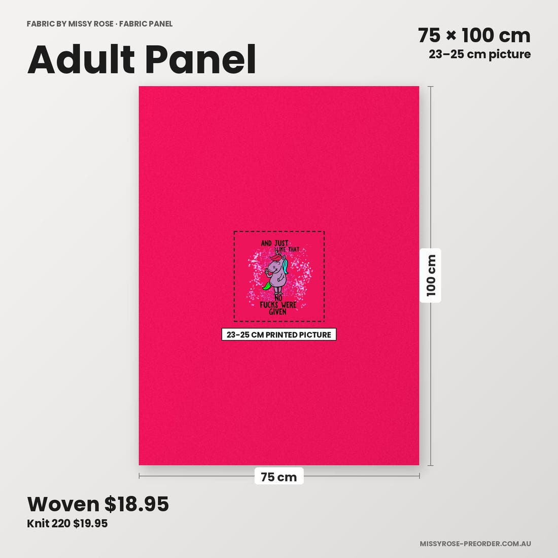 Profanity Fabric Panel 230 adult panel sizing – 23–25 cm printed picture on 75 × 100 cm fabric | Fabric by Missy Rose