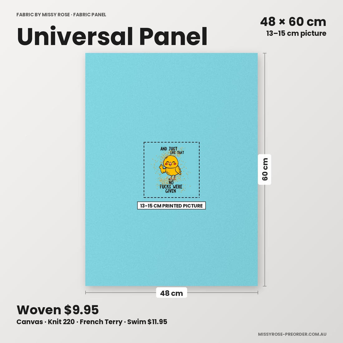 Profanity Fabric Panel 231 universal panel sizing – 13–15 cm printed picture on 48 × 60 cm fabric | Fabric by Missy Rose