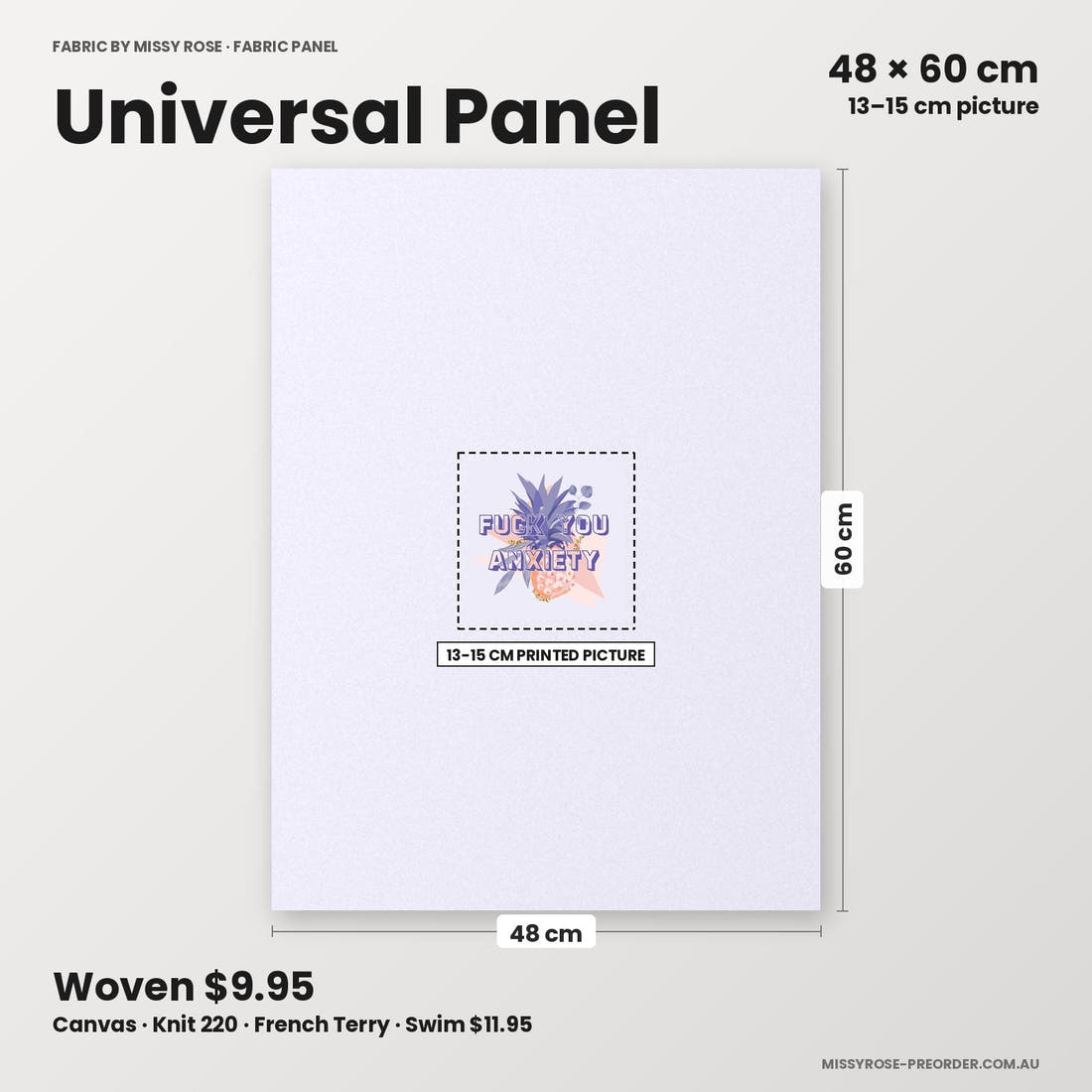 Profanity Fabric Panel 235 universal panel sizing – 13–15 cm printed picture on 48 × 60 cm fabric | Fabric by Missy Rose