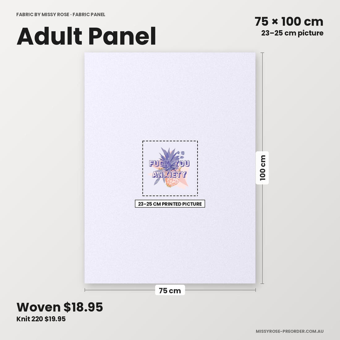 Profanity Fabric Panel 235 adult panel sizing – 23–25 cm printed picture on 75 × 100 cm fabric | Fabric by Missy Rose