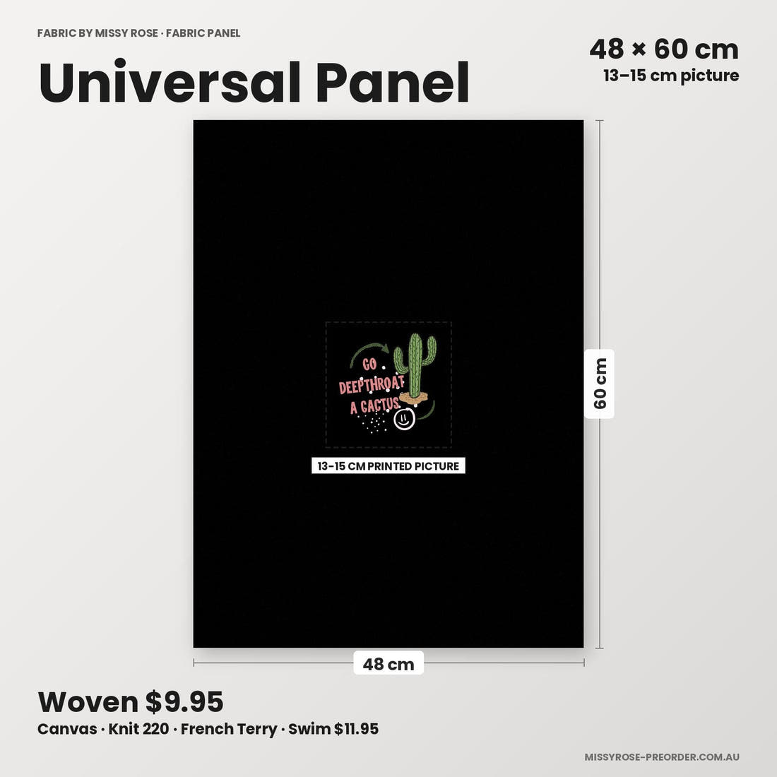 Profanity Fabric Panel 238 universal panel sizing – 13–15 cm printed picture on 48 × 60 cm fabric | Fabric by Missy Rose