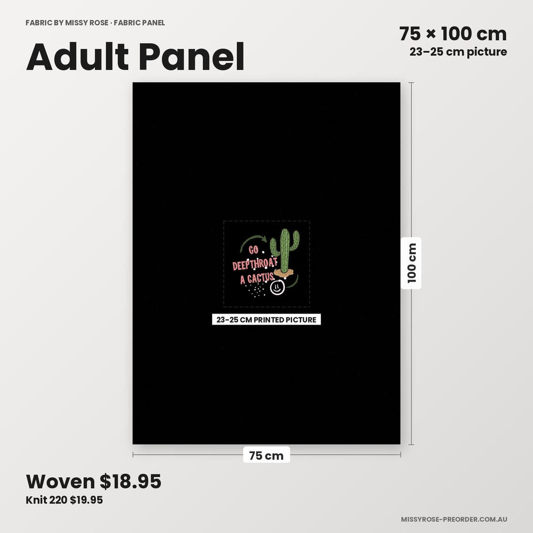 Profanity Fabric Panel 238 adult panel sizing – 23–25 cm printed picture on 75 × 100 cm fabric | Fabric by Missy Rose