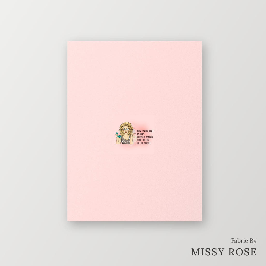 Profanity Fabric Panel 239 – printed fabric panel with centred picture, custom printed to order | Fabric by Missy Rose