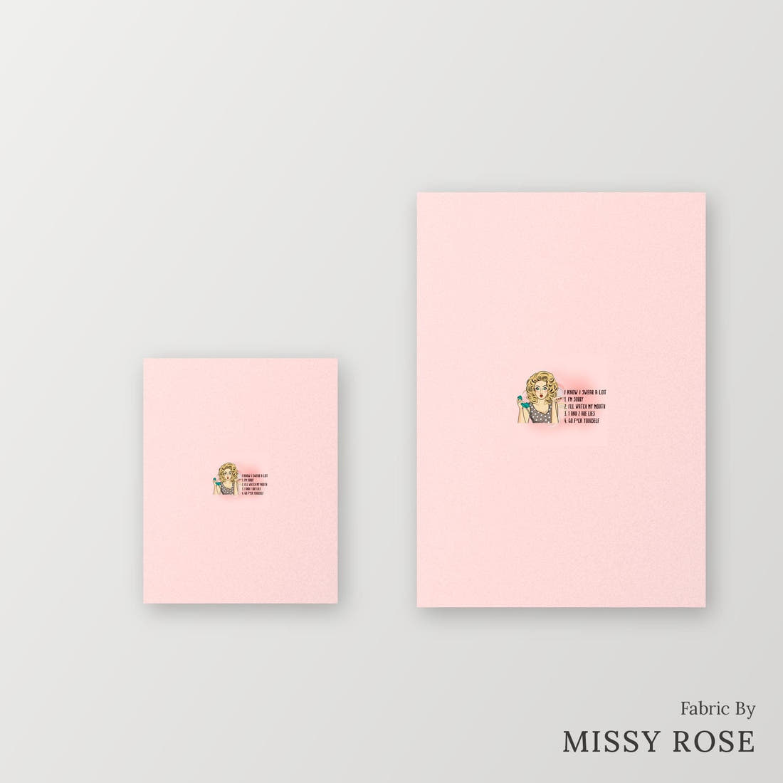 Profanity Fabric Panel 239 – universal and adult panel sizes side by side | Fabric by Missy Rose