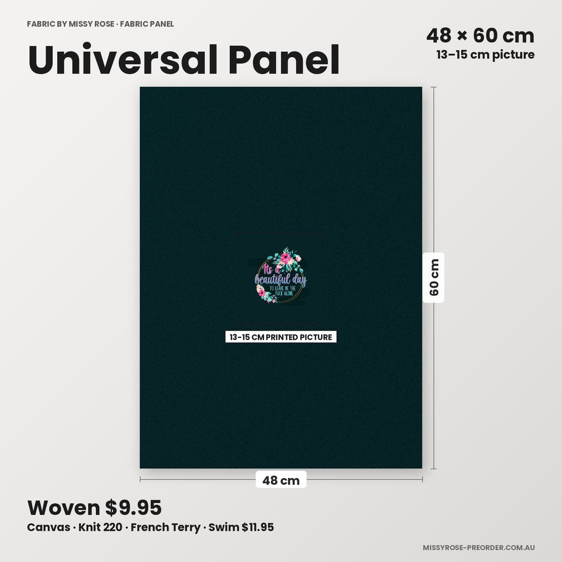 Profanity Fabric Panel 24 universal panel sizing – 13–15 cm printed picture on 48 × 60 cm fabric | Fabric by Missy Rose