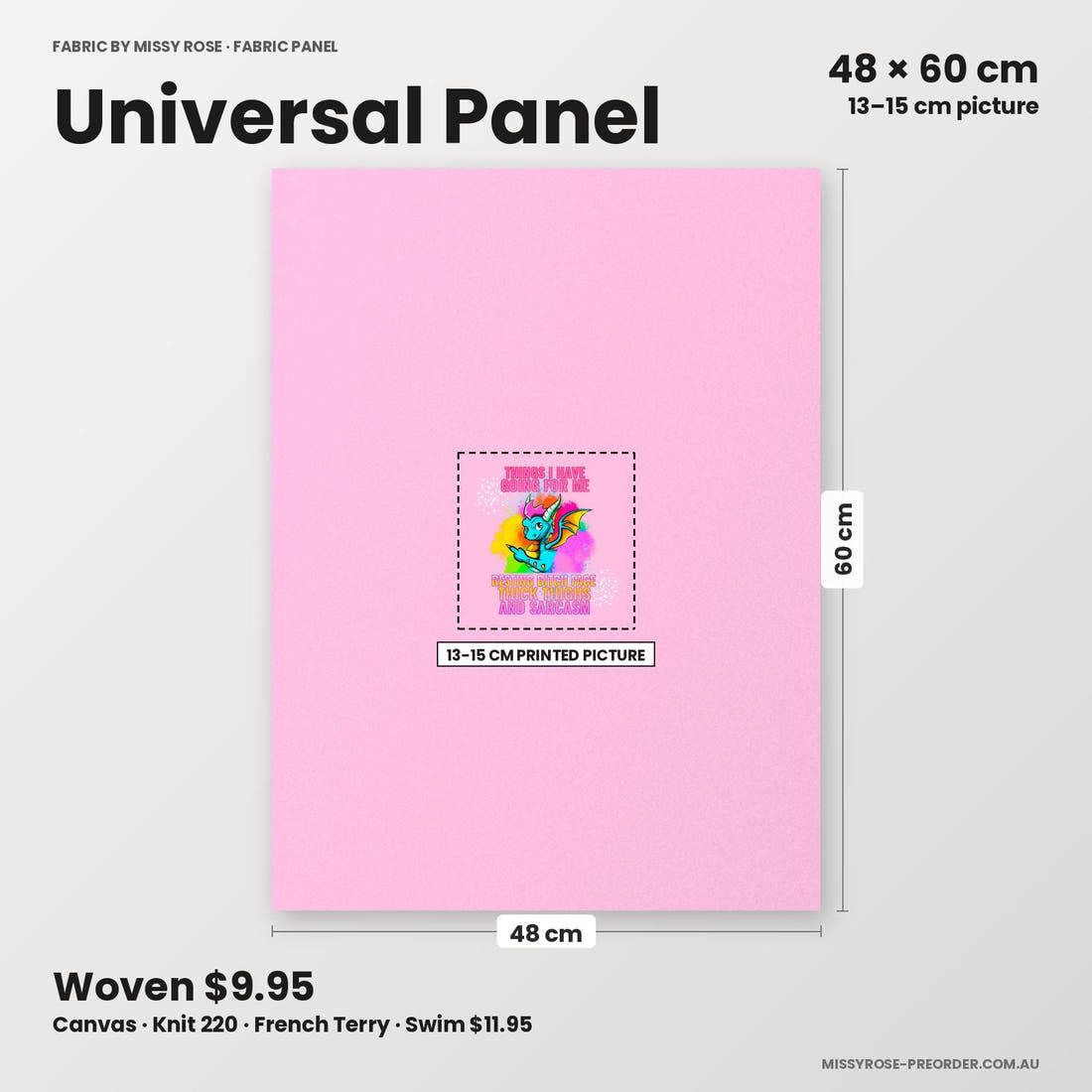 Profanity Fabric Panel 241 universal panel sizing – 13–15 cm printed picture on 48 × 60 cm fabric | Fabric by Missy Rose