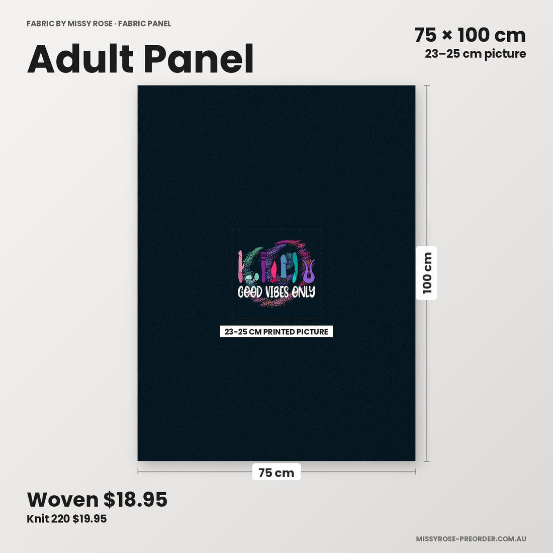 Profanity Fabric Panel 243 adult panel sizing – 23–25 cm printed picture on 75 × 100 cm fabric | Fabric by Missy Rose