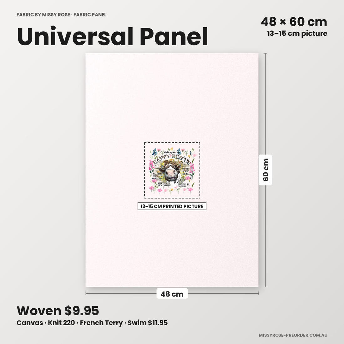 Profanity Fabric Panel 249 universal panel sizing – 13–15 cm printed picture on 48 × 60 cm fabric | Fabric by Missy Rose