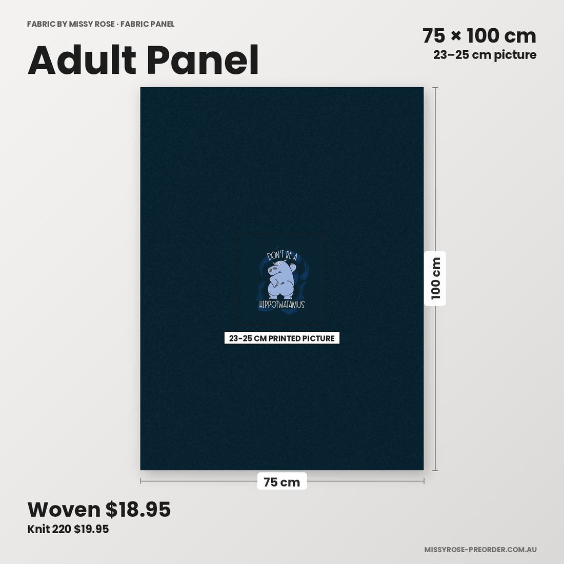 Profanity Fabric Panel 250 adult panel sizing – 23–25 cm printed picture on 75 × 100 cm fabric | Fabric by Missy Rose