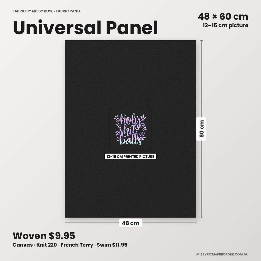 Profanity Fabric Panel 252 universal panel sizing – 13–15 cm printed picture on 48 × 60 cm fabric | Fabric by Missy Rose