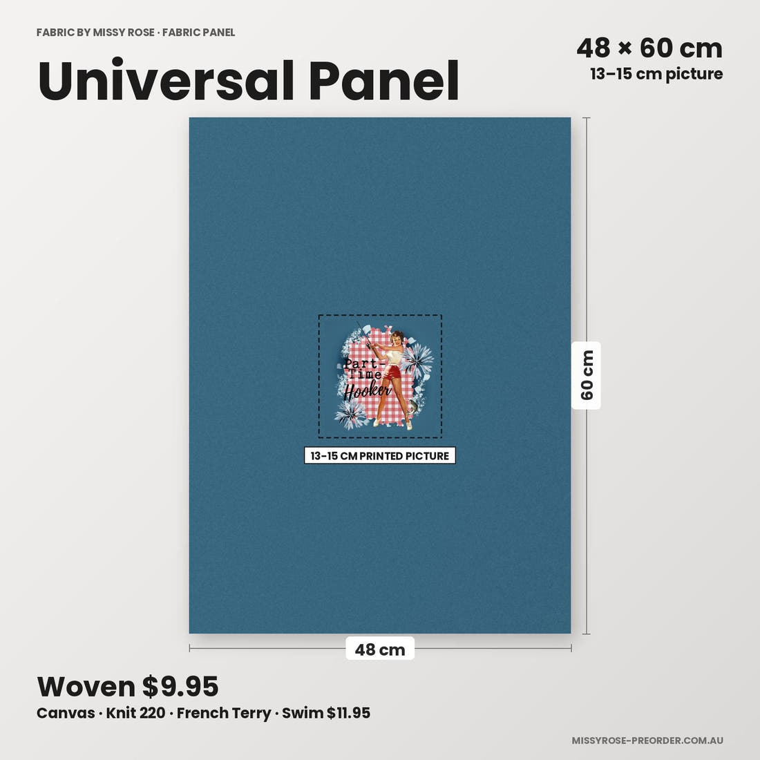 Profanity Fabric Panel 253 universal panel sizing – 13–15 cm printed picture on 48 × 60 cm fabric | Fabric by Missy Rose