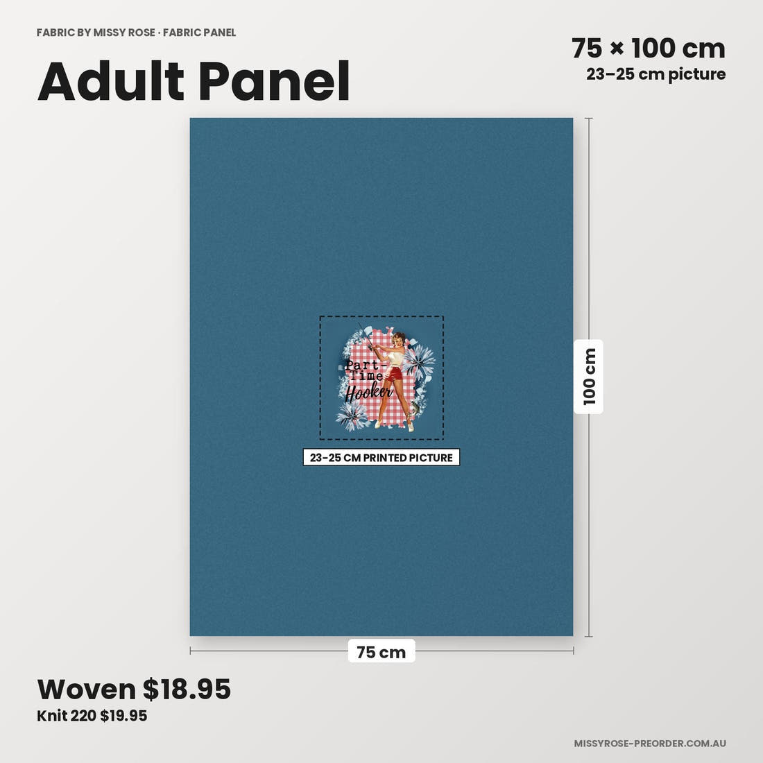 Profanity Fabric Panel 253 adult panel sizing – 23–25 cm printed picture on 75 × 100 cm fabric | Fabric by Missy Rose