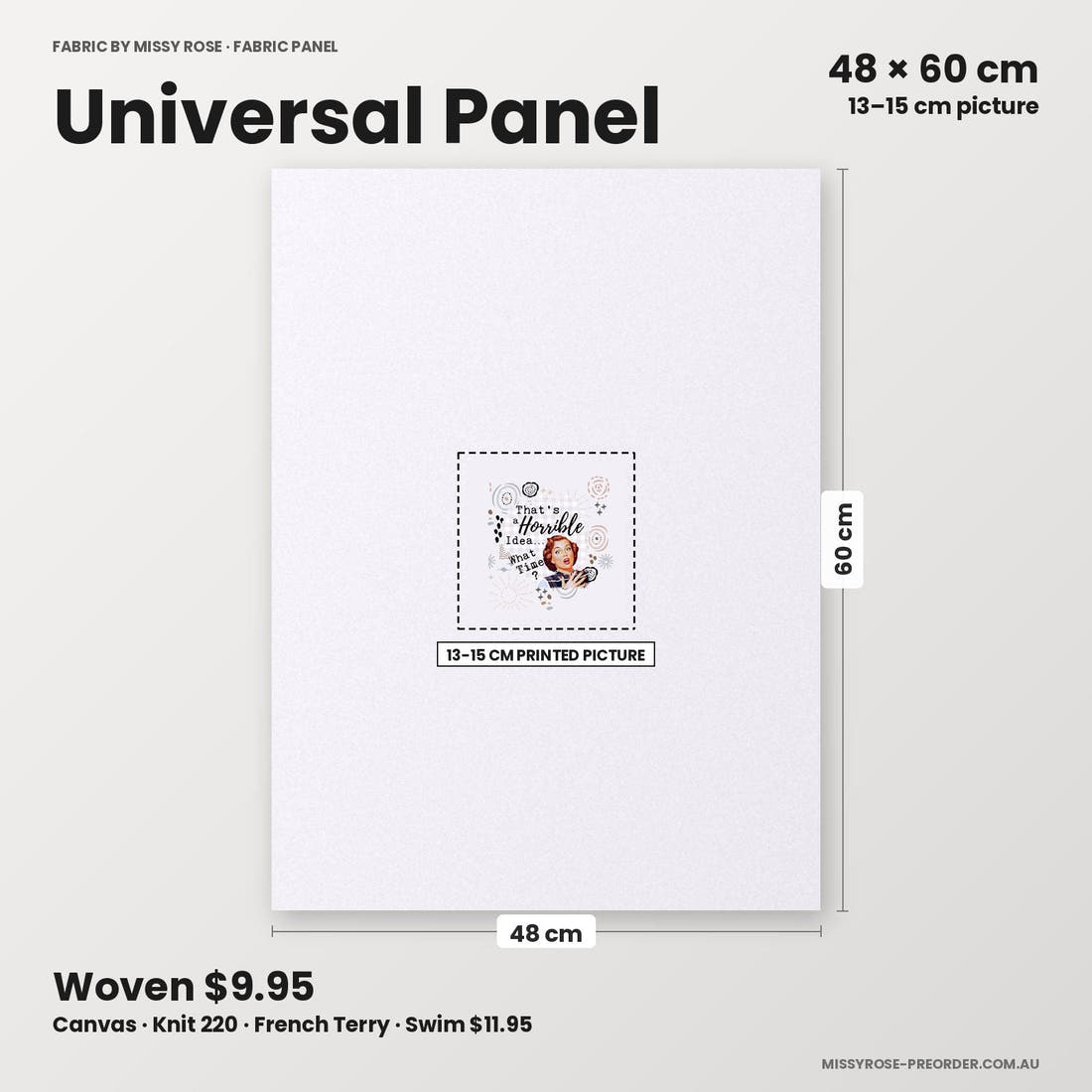 Profanity Fabric Panel 254 universal panel sizing – 13–15 cm printed picture on 48 × 60 cm fabric | Fabric by Missy Rose