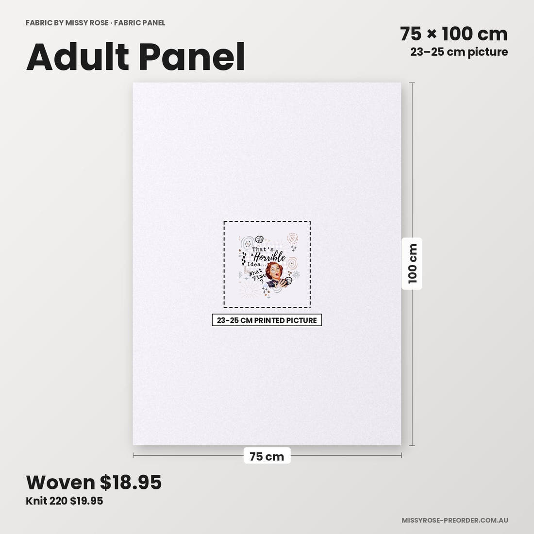 Profanity Fabric Panel 254 adult panel sizing – 23–25 cm printed picture on 75 × 100 cm fabric | Fabric by Missy Rose