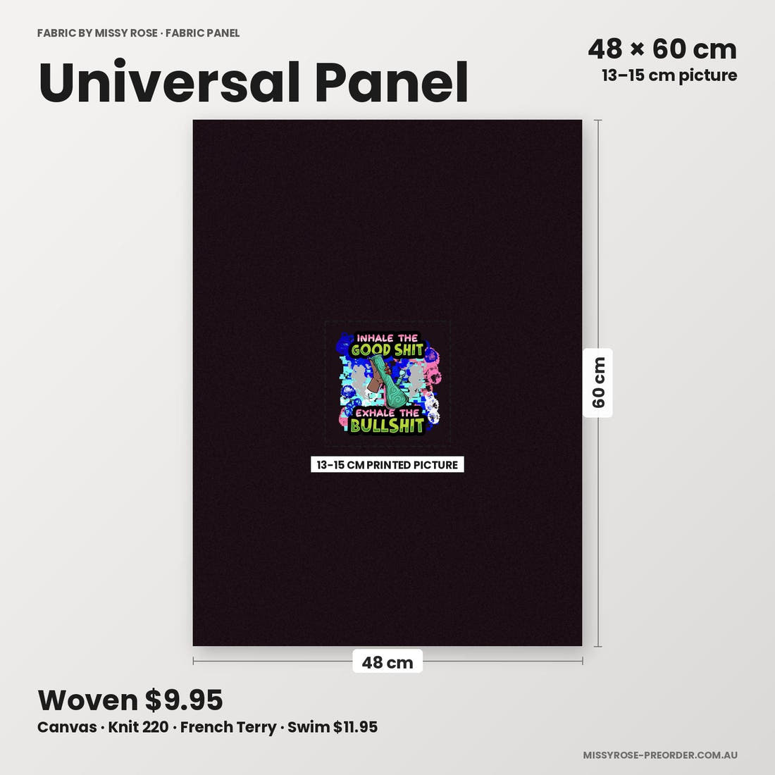 Profanity Fabric Panel 256 universal panel sizing – 13–15 cm printed picture on 48 × 60 cm fabric | Fabric by Missy Rose