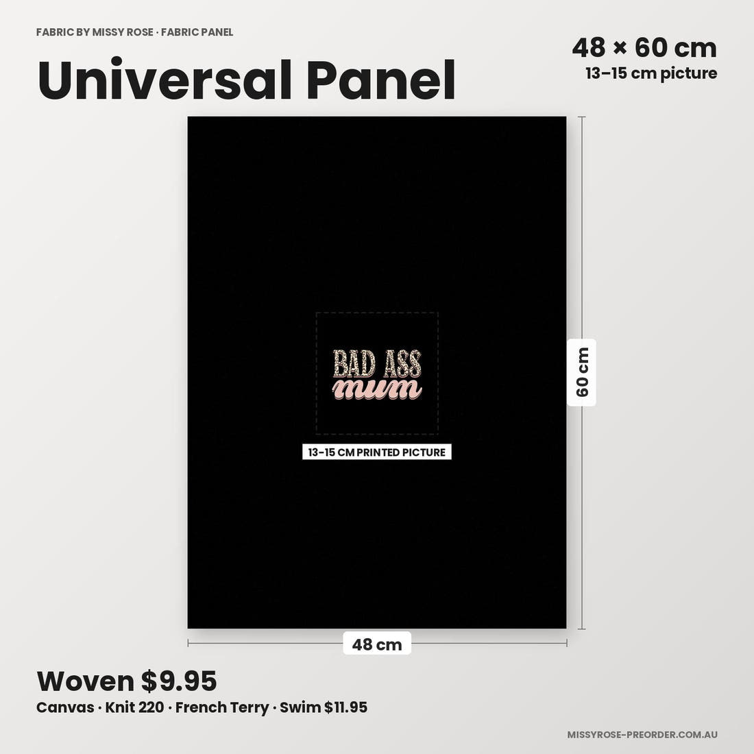 Profanity Fabric Panel 26 universal panel sizing – 13–15 cm printed picture on 48 × 60 cm fabric | Fabric by Missy Rose
