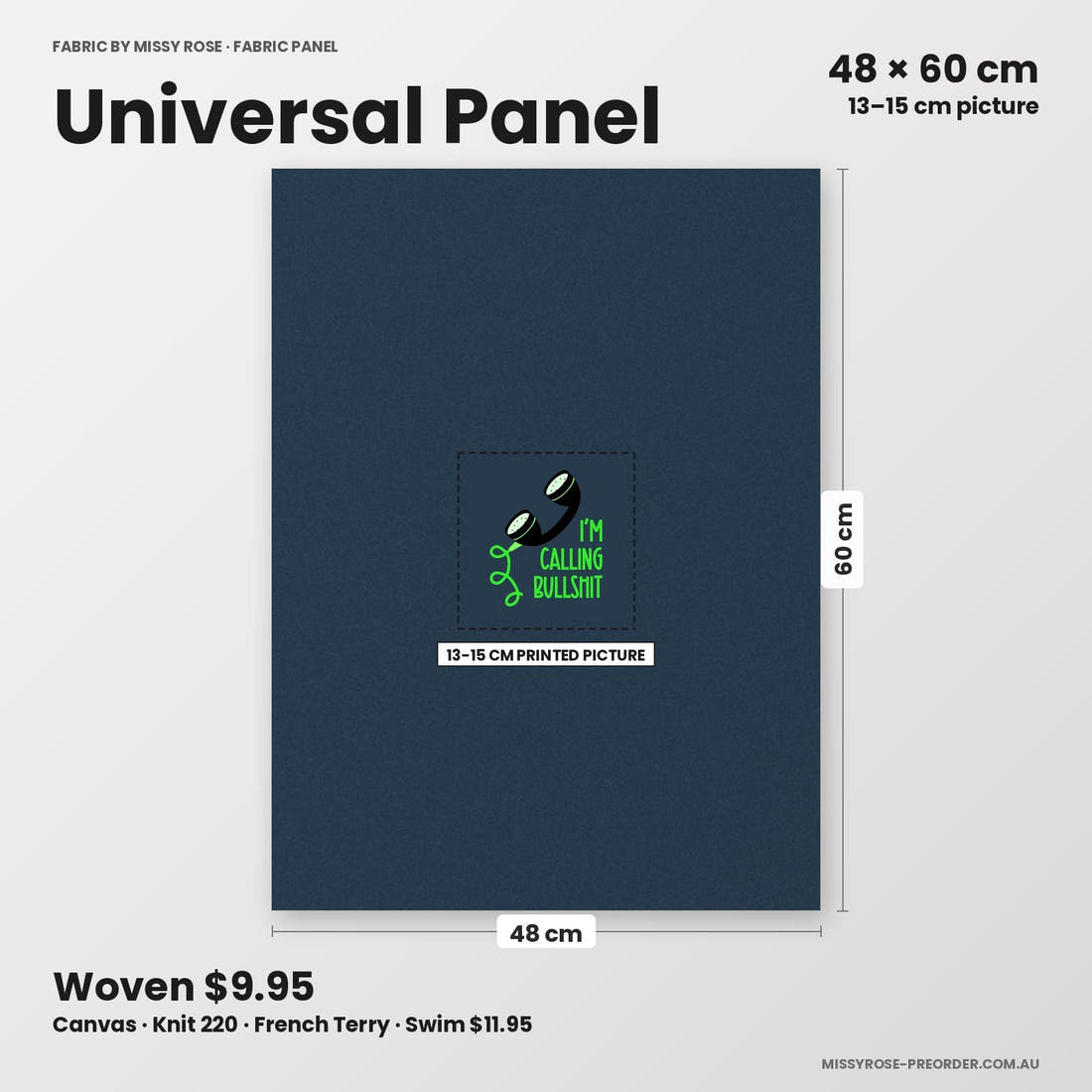 Profanity Fabric Panel 262 universal panel sizing – 13–15 cm printed picture on 48 × 60 cm fabric | Fabric by Missy Rose